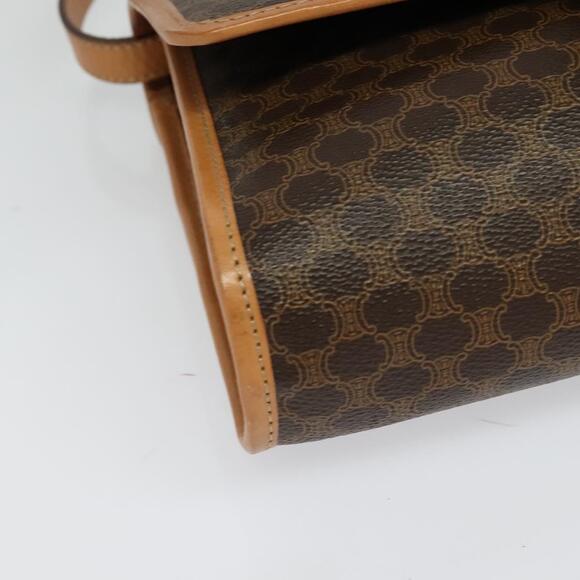 CELINE Macadam Canvas Shoulder Bag Pvc Leather Brown Gold - Picture 2 of 12